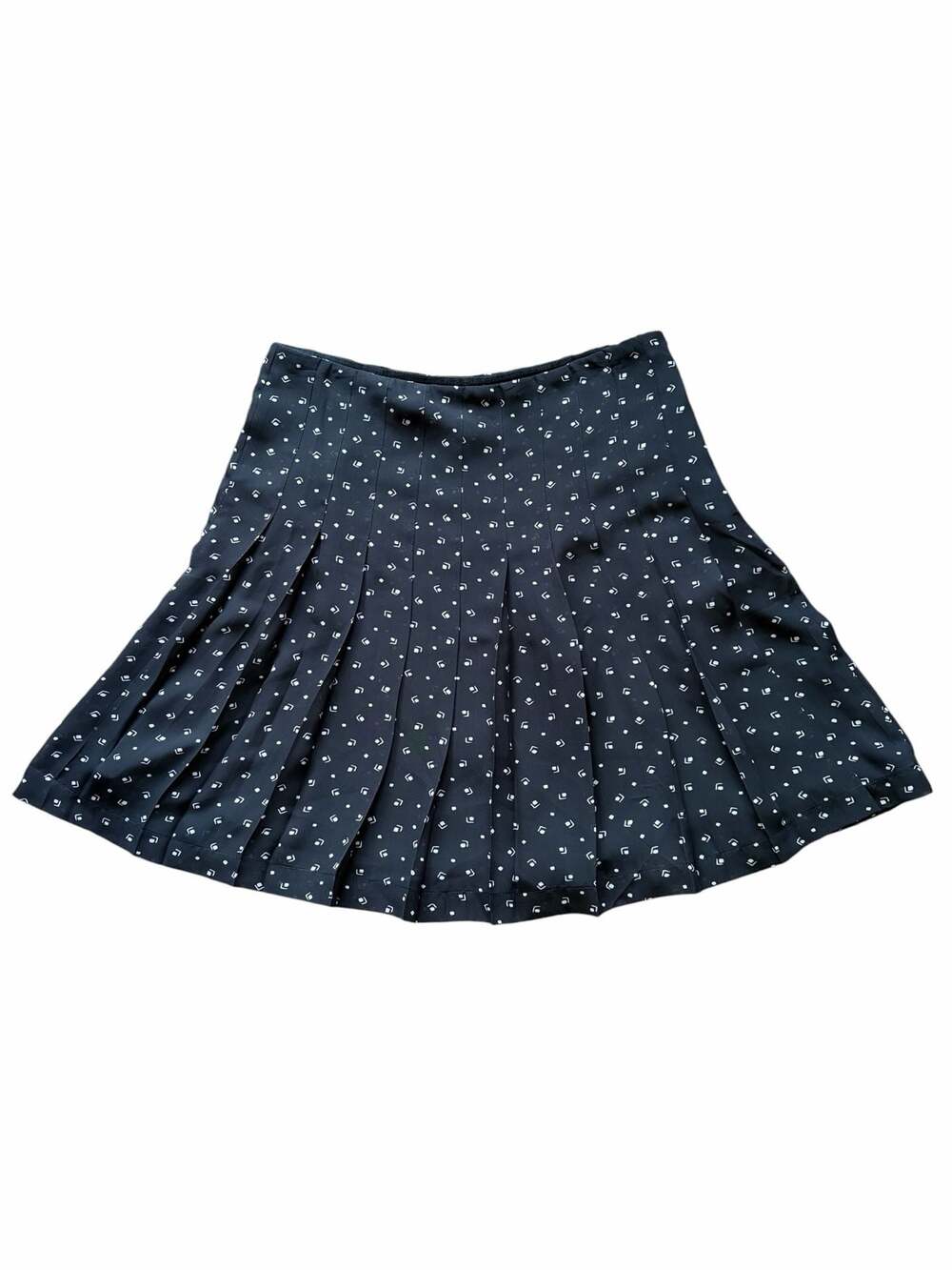 NWOT Lauren Ralph Lauren Black Pearl Geometric Pleated mini Skirt